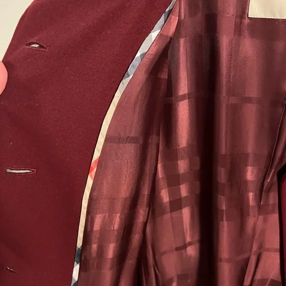Burberry Size 14 - Women's Deep Red or Burgundy Wool/Cashmere Coat